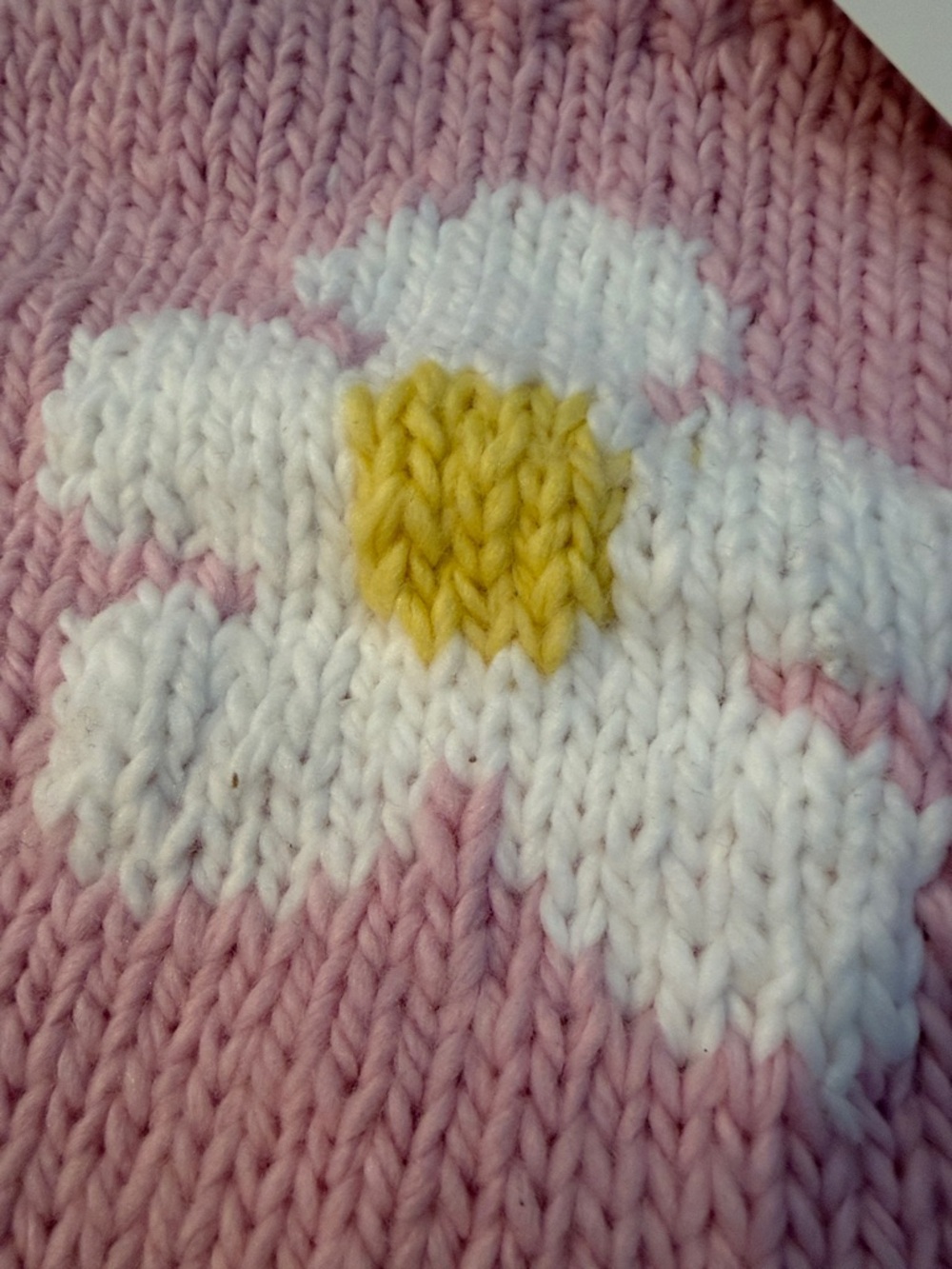 Figgy FRIENDS Pink Knit Sweater with White and Yellow Flower - Picture 3 of 4